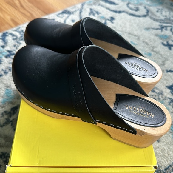 Black Swedish HASBEENS clogs. Size 38. - Picture 2 of 9